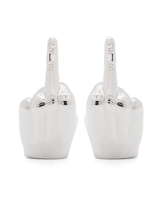 Y. Project White Mini Fuck You Earrings Pair Accessories
