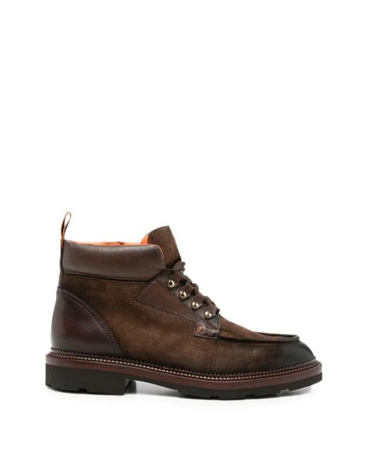 Santoni Brown Boots Military "Colin" for men