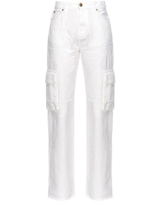 Pinko White Cargo Pocket Trousers