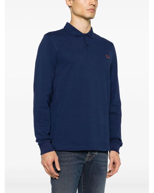 Fred Perry Blue Fp Long Sleeve Plain Shirt Clothing for men