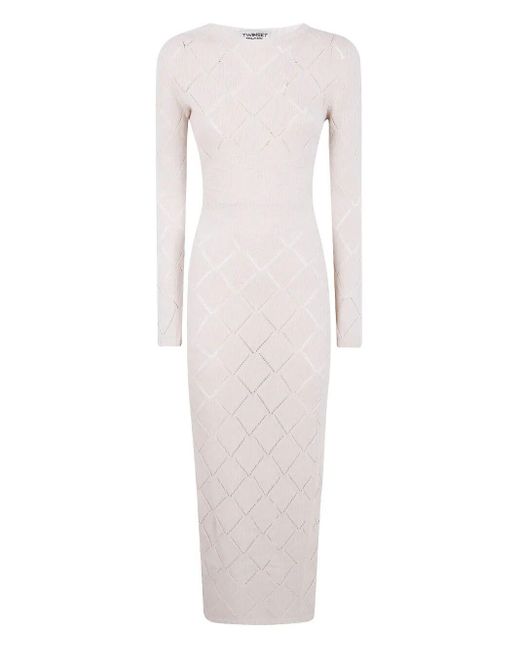 Twinset White Long Sleeve Dress