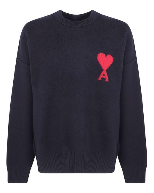 AMI Blue Sweatshirt Crewneck "Quota Ami De Coeur"