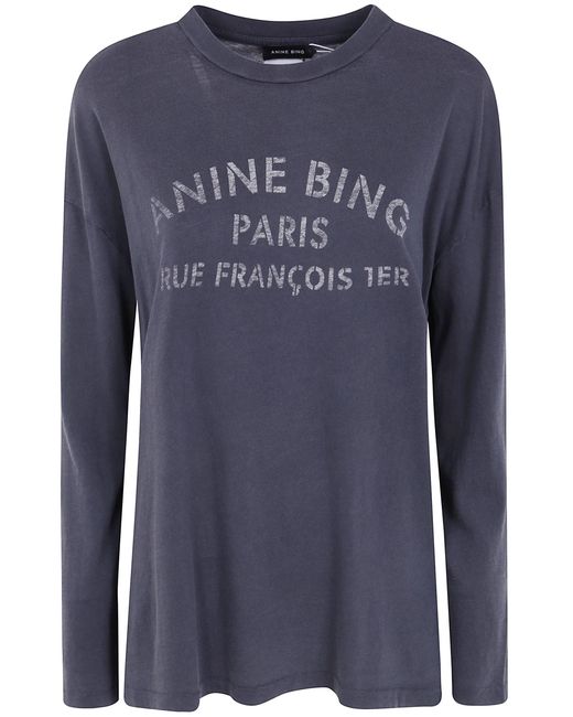 Anine Bing Blue T-Shirt Long Sleeve "Ivan"