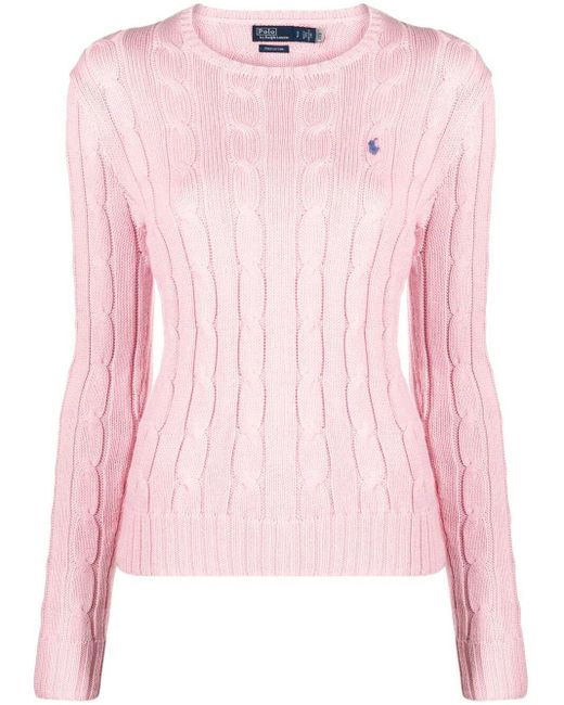 Polo Ralph Lauren Pink Brand-embroidered Slim-fit Knitted Jumper
