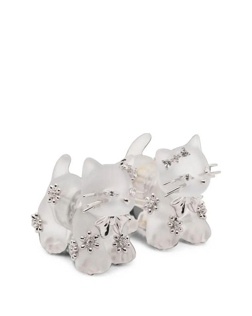 YVMIN White Earrings "Split Kitten"