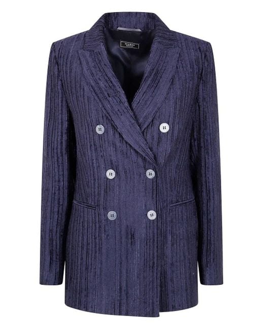 Peserico Blue Double Breasted Velvet Jacket