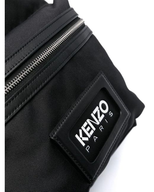 KENZO Black Logo-patch Canvas Backpack for men