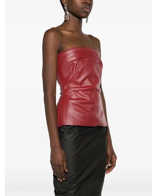 Rick Owens Red Denim Bustier Top Clothing