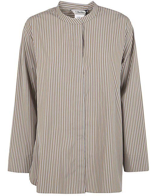 Max Mara Brown Swallow Striped Shirt