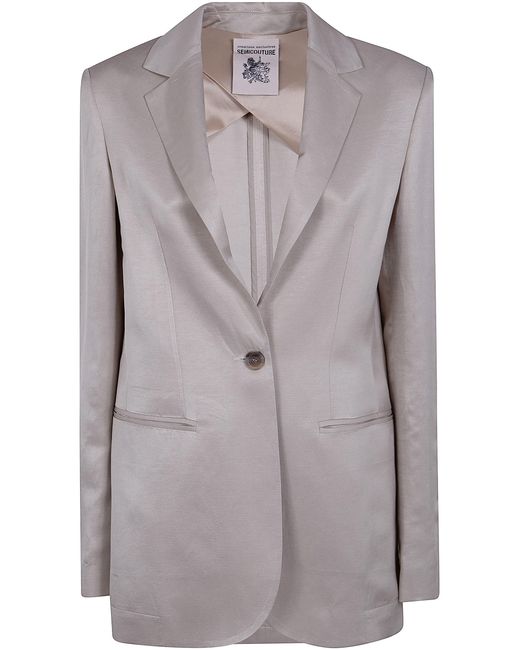 Semicouture Gray Linen Viscose Jacket