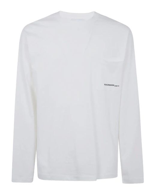 Oamc Peacemaker White Peacemaker Lighter Long Sleeves Pocket Tee