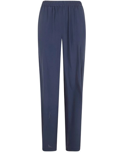 Seventy Blue Crepe Mixed Silk Trousers