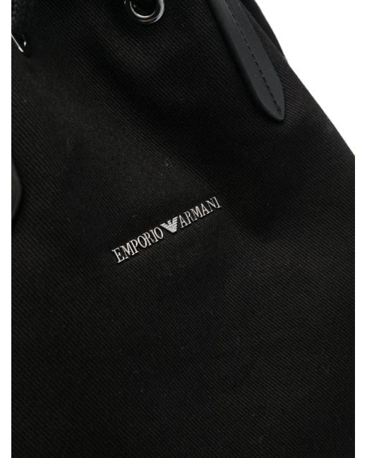 Emporio Armani Black Drawstring-top Tote Bag for men