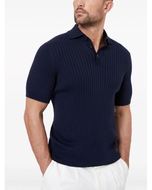 Brunello Cucinelli Blue Short Sleeves Polo for men