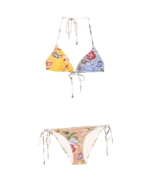Zimmermann White "Patience" Spliced Tri Bikini