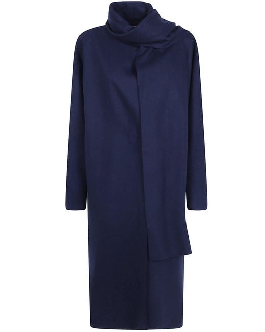Harris Wharf London Blue Coat Scarf Scarf Coat"