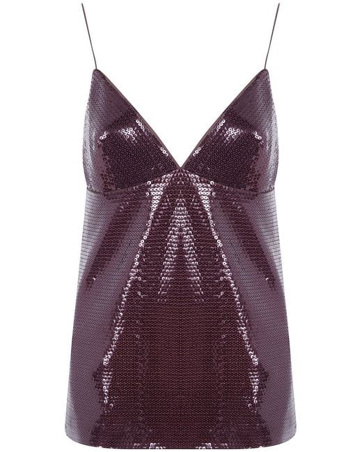 Alberta Ferretti Purple Top Paillettes Jersey