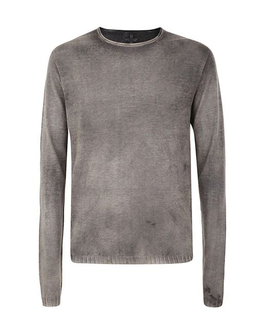 MD75 Gray Regular Crew Neck Sweater With Ribbed Neck for men