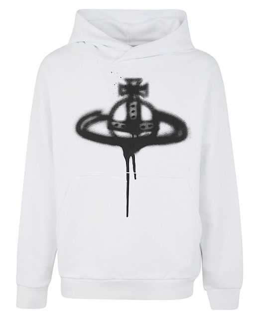 Vivienne Westwood White Spray Orb Pullover Sweatshirt for men