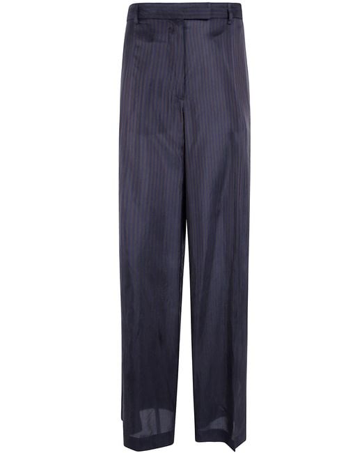 Dries Van Noten Blue Pants Cupro Dark "Penn"