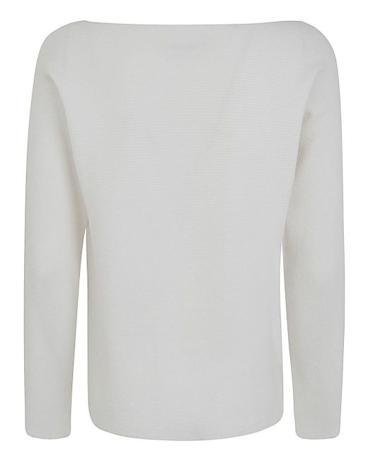 Liviana Conti White Long Sleeves Asymmetric Sweater