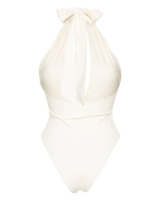 Magda Butrym White Floral-appliqué Swimsuit