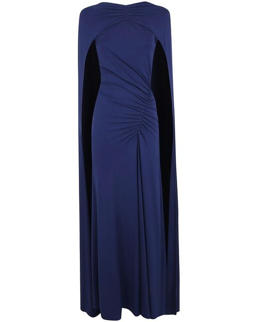 Jonathan Simkhai Blue Coat Cape Gown "Demi"