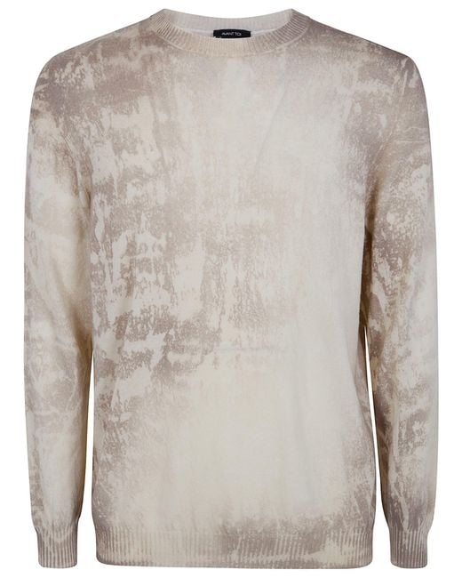 Avant Toi Gray "Shelley" Marble Effect Light Cashmere Reversible Roundneck for men
