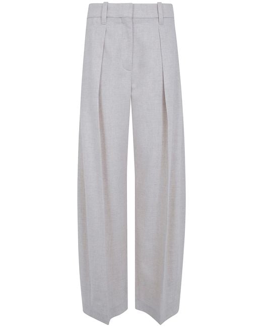 Brunello Cucinelli White Pants Pleated "Mb162P9307 C027 Ivory"