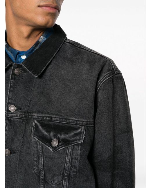 Polo Ralph Lauren Black Reversible Checked Denim Jacket for men