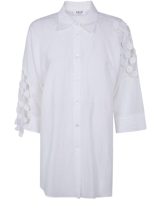 Aviu White Pois Embroidered Shirt