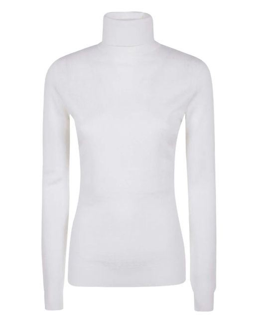 Elisabetta Franchi White Turtleneck Sweater With Logo