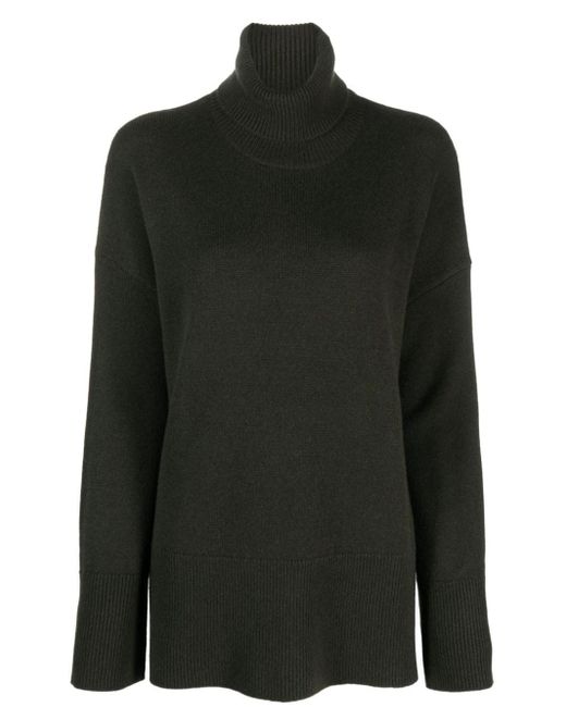 P.A.R.O.S.H. Black Roll-Neck Wool-Cashmere Jumper