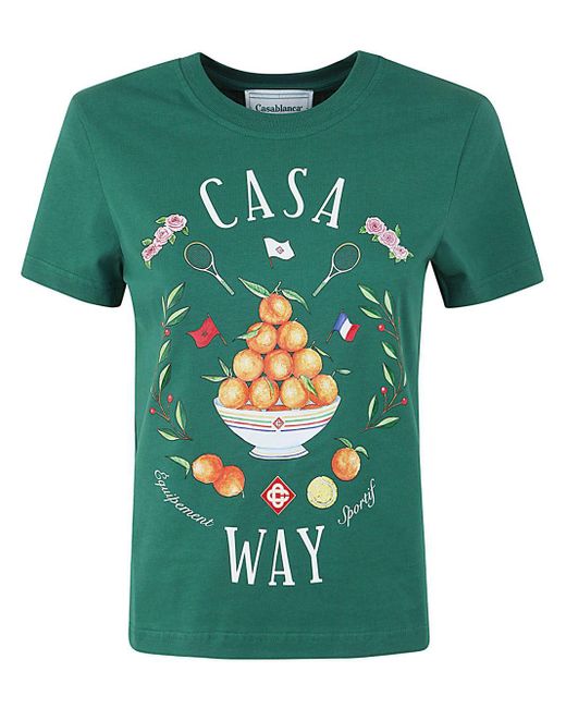 Casablancabrand Green Home Way Printed Fitted T-shirt Clothing