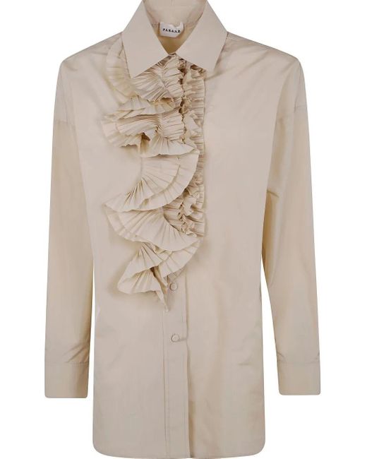 P.A.R.O.S.H. Natural Ruffle-Detailing Blouse