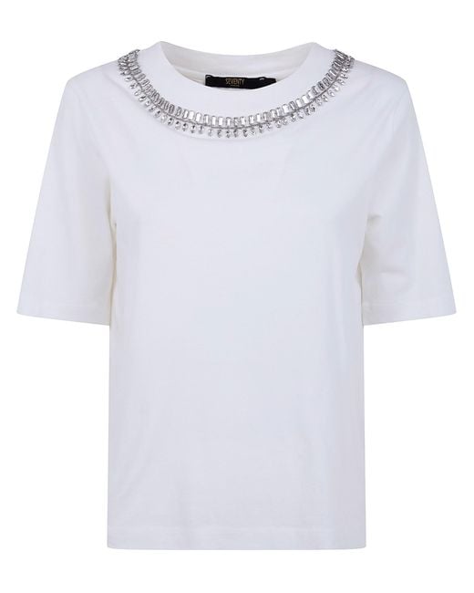 Seventy White Jersey Cotton Embroidered T-Shirt