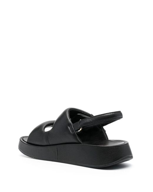 Ash Black Padded-design Leather Sandals