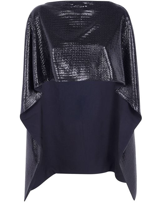 Alberta Ferretti Blue Coat Paillettes On Jersey Cape