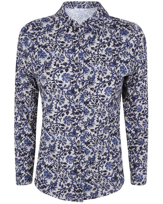Whyci Blue Shirt Floral Print