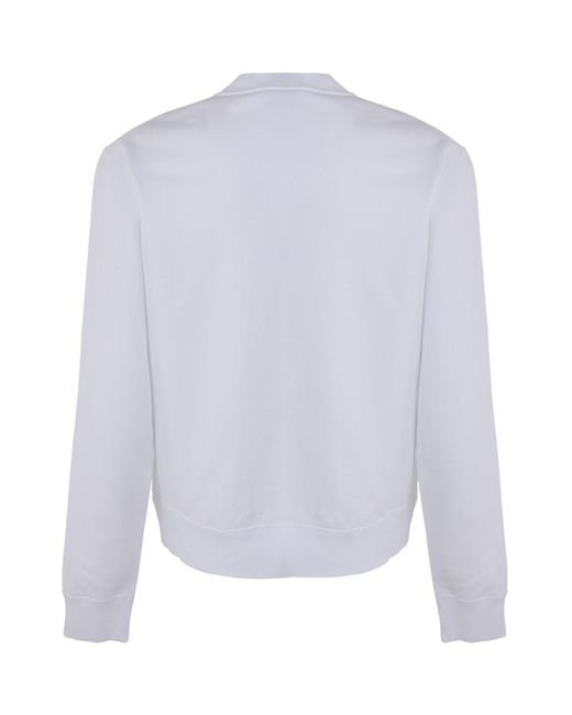 Lanvin White Crew Neck Embroidered Sweatshirt for men