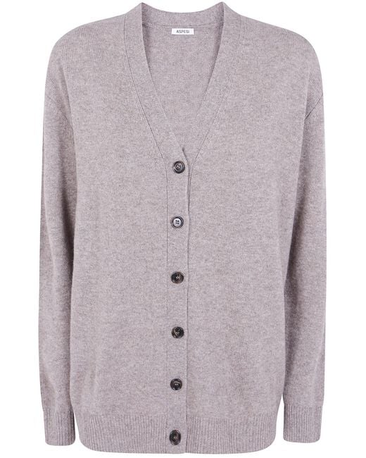 Aspesi Purple Sweater Classic Cardigan