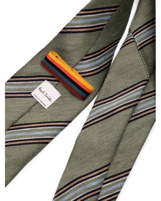 Paul Smith Green Striped Linen-blend Tie for men