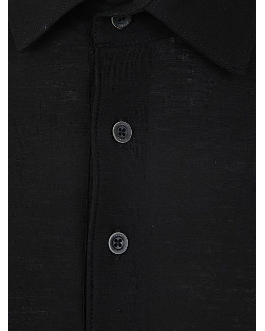 Herno Black Crepe Polo Clothing for men