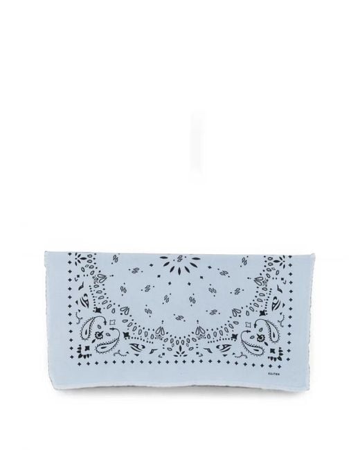 Kujten Blue Scarf Cashmere "Hachiko" Grand Bandana Imprime