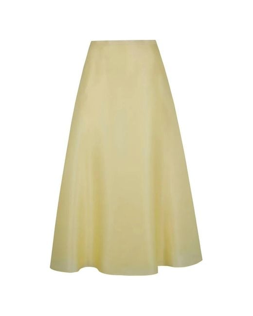 Alberta Ferretti Yellow Triple Organza Round Midi Skirt
