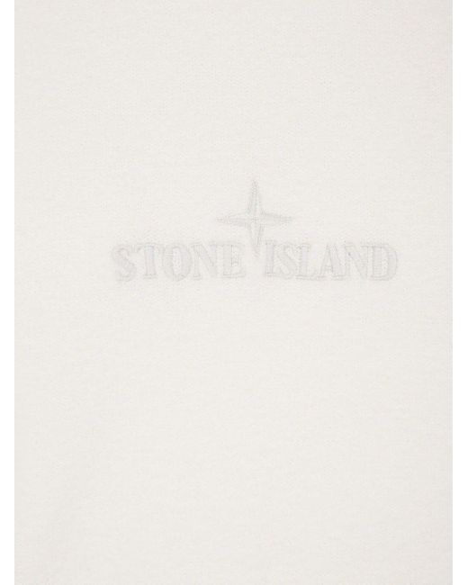 Stone Island White 3/4 Sleeves Round Neck Sweater for men
