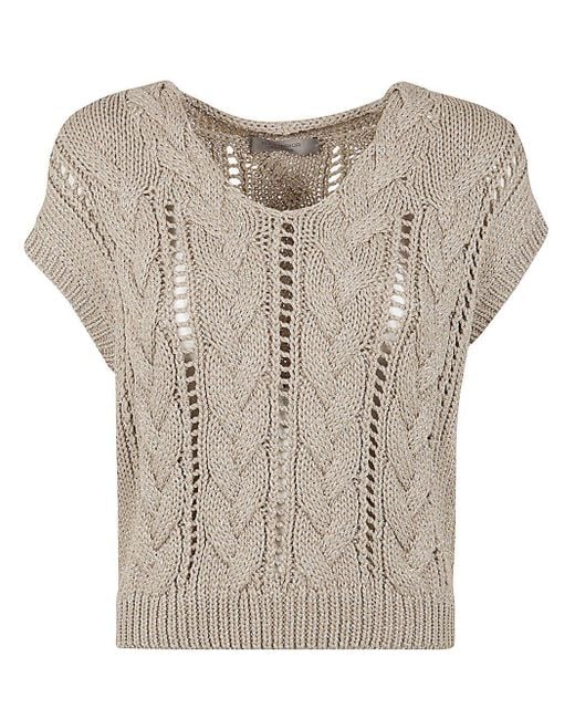 D.exterior Multicolor Lux Sleeveless V Neck Braided Sweater