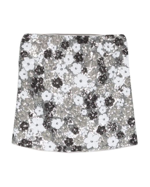 Essentiel Antwerp Gray Fishbone Sequin Miniskirt