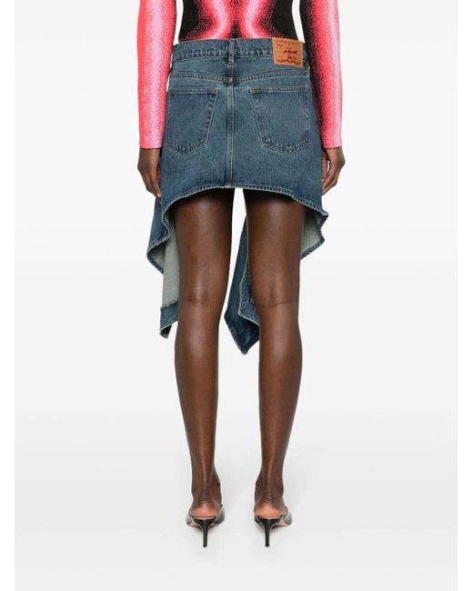 Y. Project Blue Denim Mini Skirt With Cut-Out
