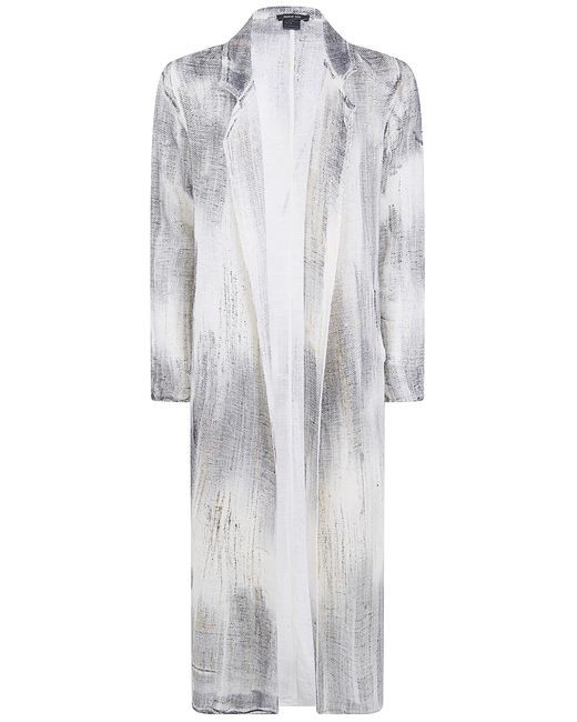 Avant Toi White Brushed Effect Linen And Cotton Net Fabric Rever Jacket With